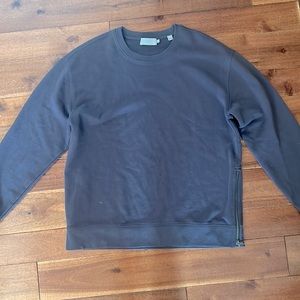 Vince Gray Crew Neck Sweater With Side Zippers (Size Large)